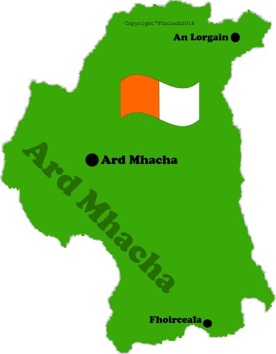 Armagh county map with flag and towns