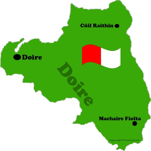 Derry county map and flag with towns