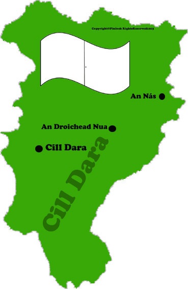 Kildare county map and flag with towns