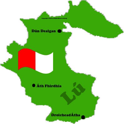 Louth county map and flag with towns