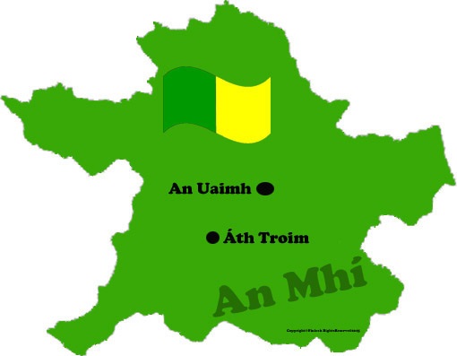 Meath county map and flag with towns