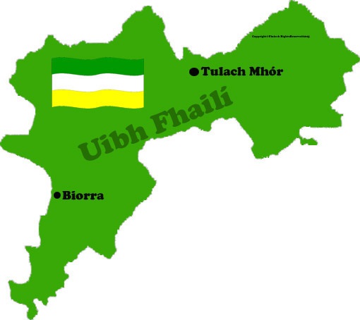 Offaly county map and flag with towns