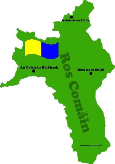 Roscommon county map and flag with towns