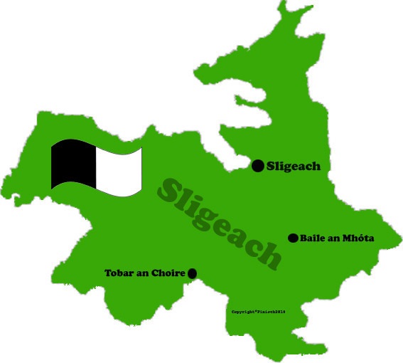 Sligo county map and flag with towns
