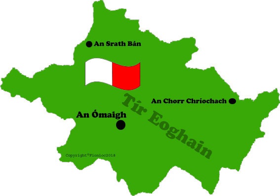 Tyrone county map and flag with towns
