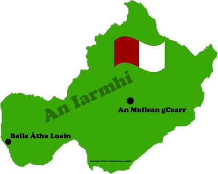 Westmeath county map and flag with towns