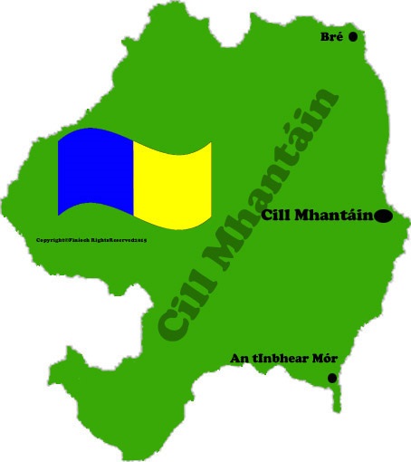 Wicklow county map and flag with towns