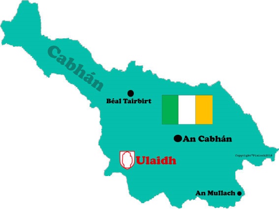 Map of Cavan county with towns