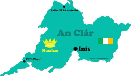 Map of Clare county with towns