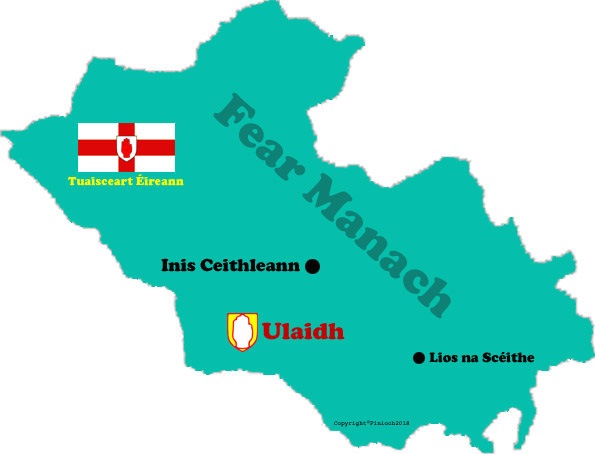 Map of Fermanagh county with towns