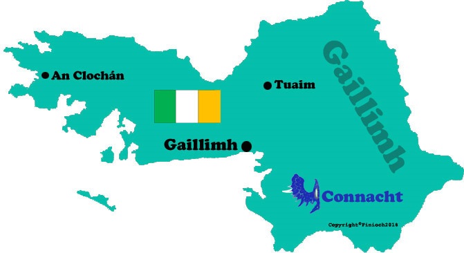 Map of Galway county with towns