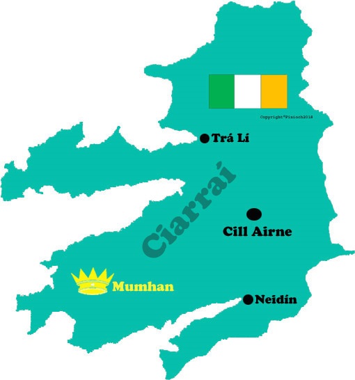 Map of Kerry county with towns