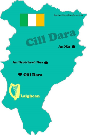Map of Kildare county with towns