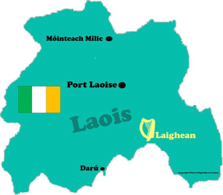 Map of Laois county with towns