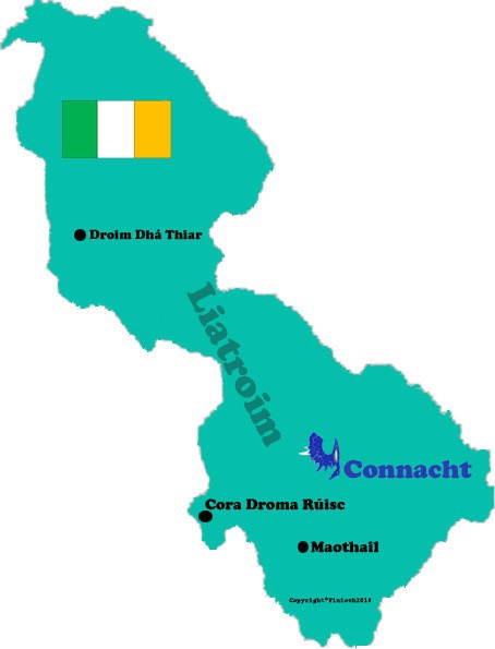 Map of Leitrim county with towns