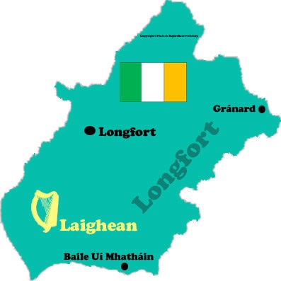 Map of Longford county with towns