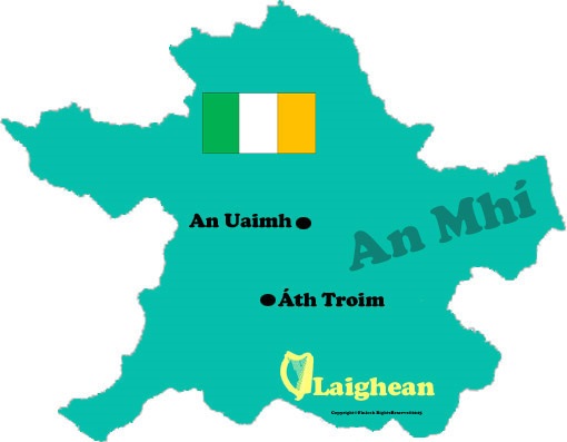 Map of Meath county with towns