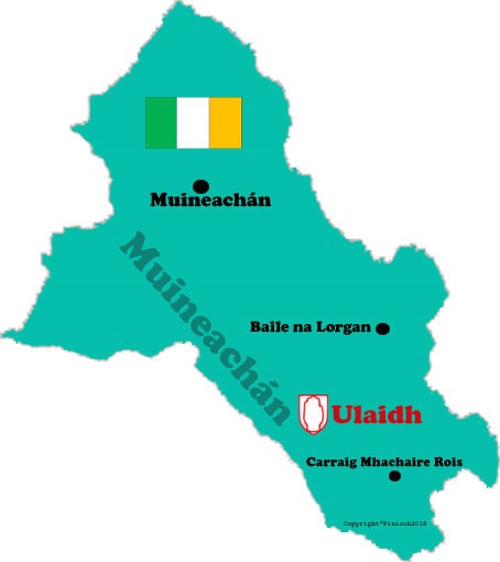 Map of Monaghan county with towns