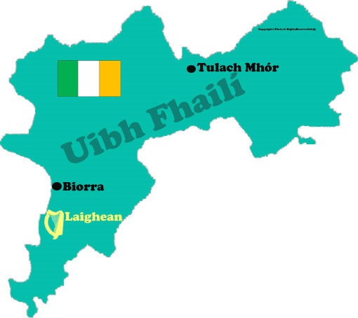 Map of Offaly county with towns