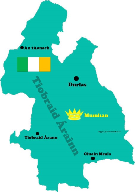 Map of Tipperary county with towns