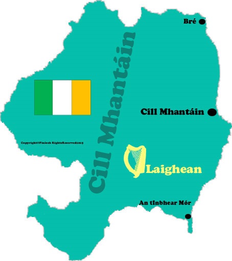 Map of Wicklow county with towns