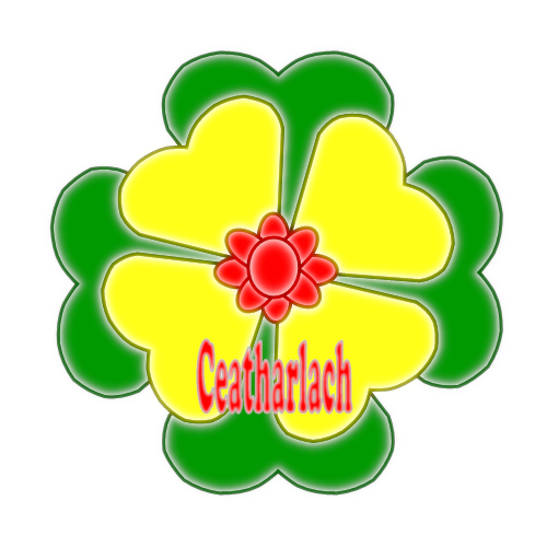 Carlow county badge flower with text.