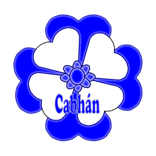 Cavan county badge flower with text.