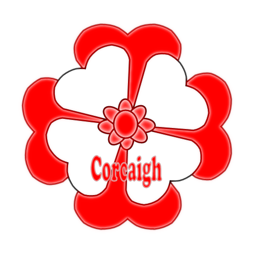 Cork county flower badge with text.
