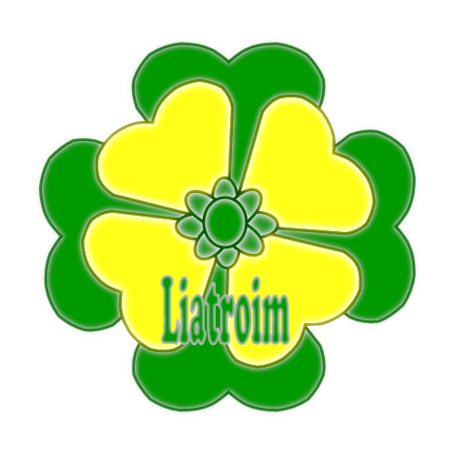 Leitrim county flower badge with county colours.