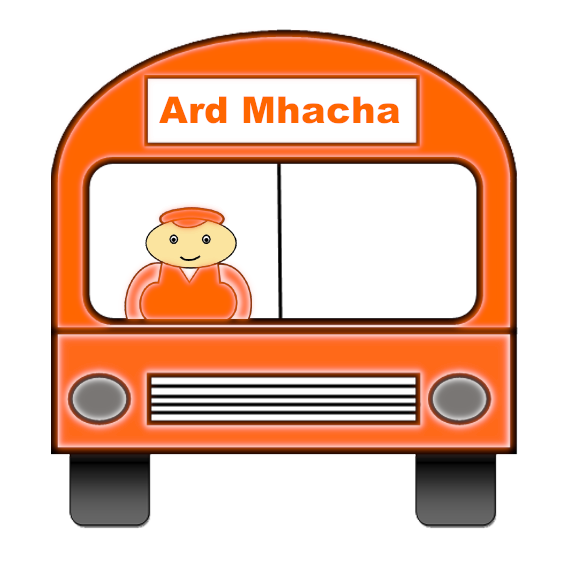 Armagh county bus with name and county colours.
