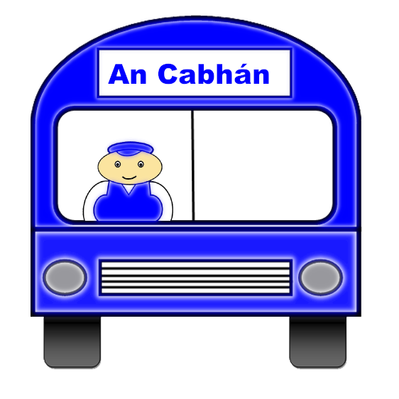 Cavan county bus with county colours.