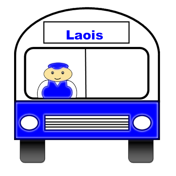 Laois county bus with county colours.