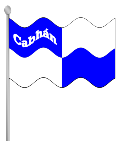 Cavan county flag banner with text.