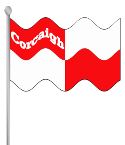 Cork county flag with text.