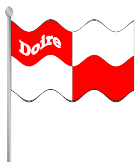 Derry county flag with text.