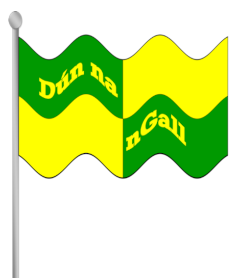 Donegal county flag banner with text.