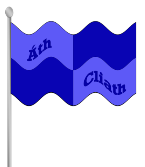 Dublin county flag banner with text.