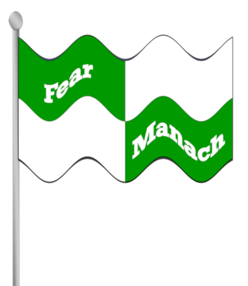 Fermanagh county flag banner with text.