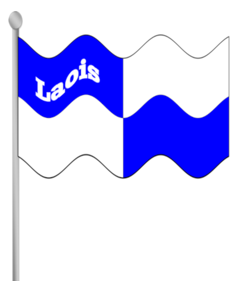 Laois county flag with text.