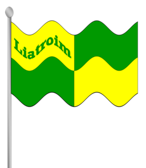 Leitrim county flag with text.