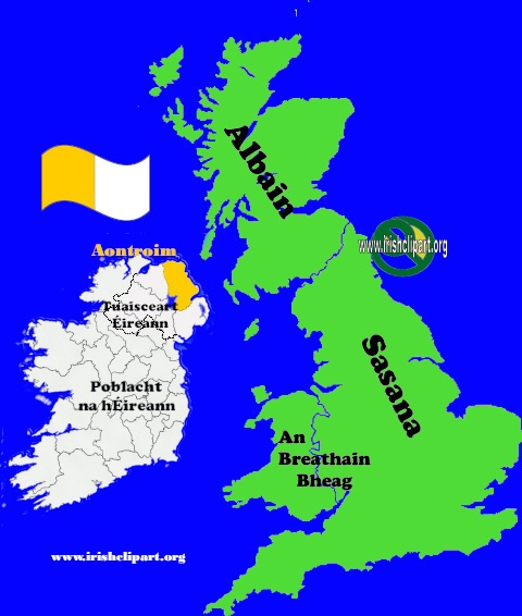 Map of Antrim county UK British Isles.