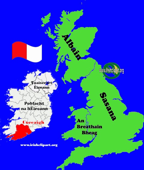 Cork county map Ireland British Isles.