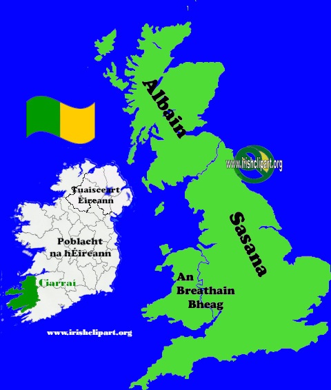 Map of Kerry county Ireland British Isles.