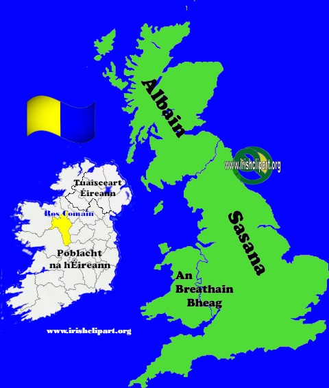 Map of Roscommon county Ireland British Isles.