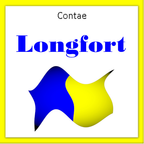 Longford county sign with Longford flag. 