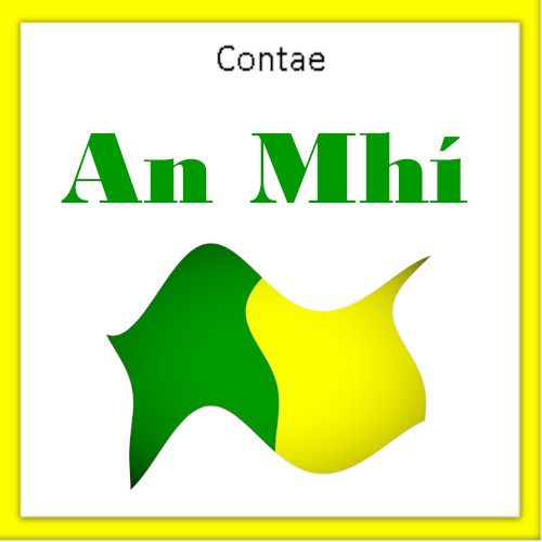 Meath county road sign with Meath flag.