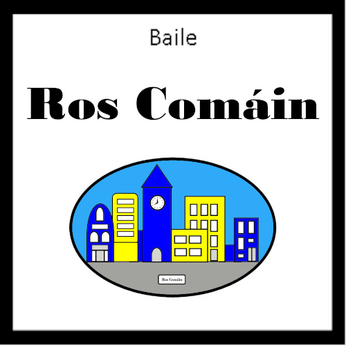 Roscommon county town sign withtext.