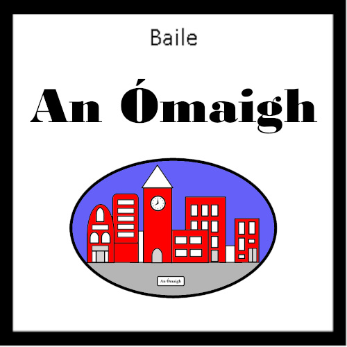 Omagh, Tyrone county town sign.