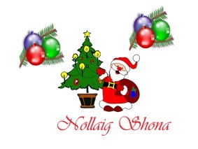 Christmas festive image with Santa and Christmas tree