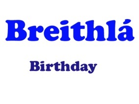 Birthday banner sign with blue text